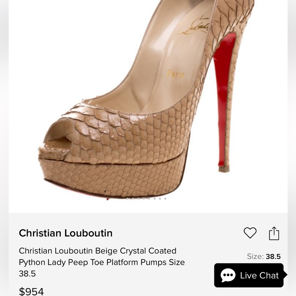 Christian Louboutin Tan Peep-Toe Pumps